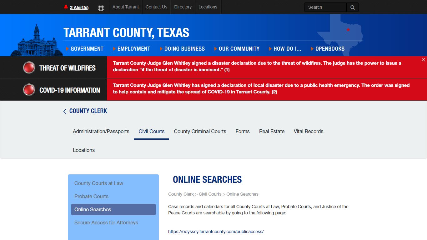 Online Searches Civil - Tarrant County, Texas