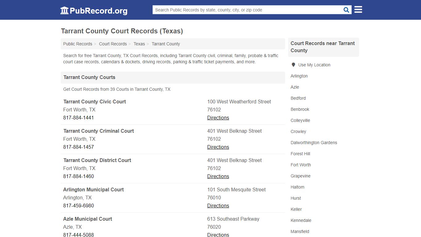 Free Tarrant County Court Records (Texas Court Records)